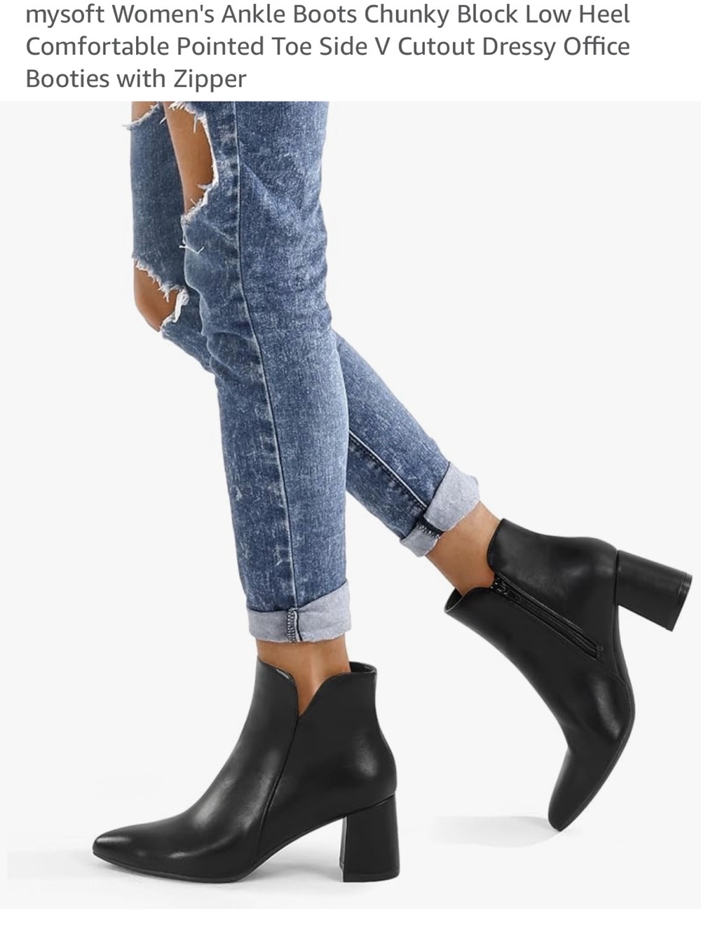 Women's Black Side-Zip Ankle Booties with Block Heel